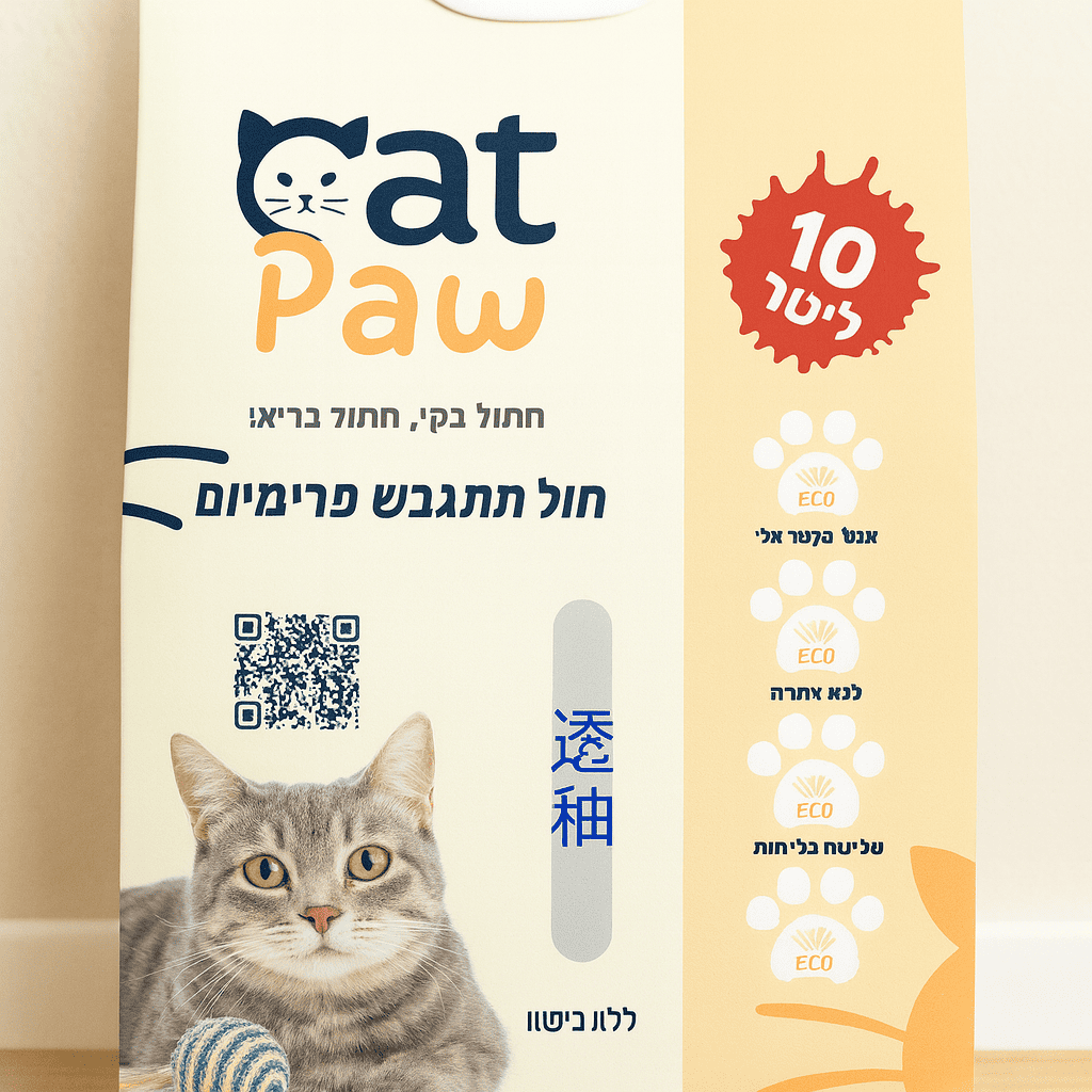 חול מתגבש לחתולים Cat Paw ללא ריח, 10 ליטר - חול לחתולים