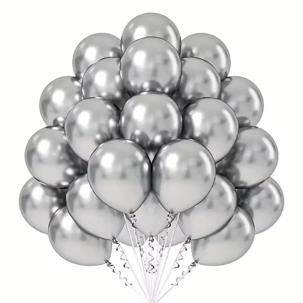 15 Silver Helium Balloons - image 1