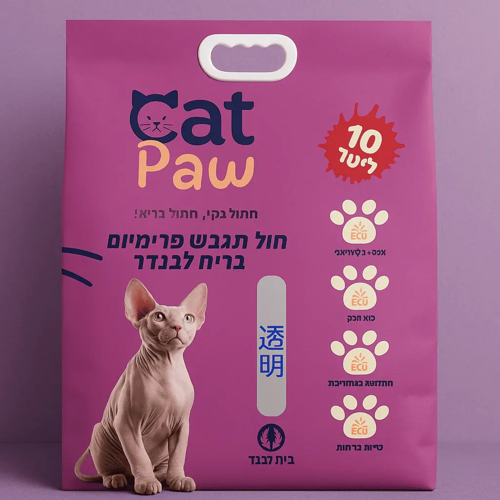 חול מתגבש פרימיום לחתולים Cat Paw בריח לבנדר, 10 ליטר - חול לחתולים