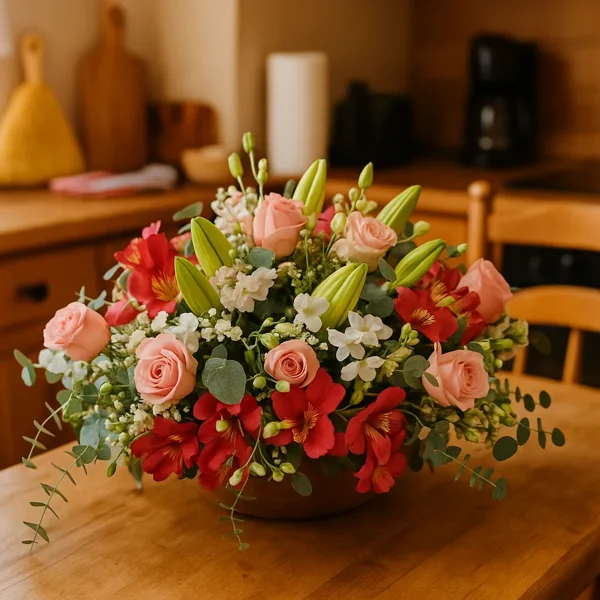 Romantic Pink & Red Table Centerpiece Arrangement - image 1