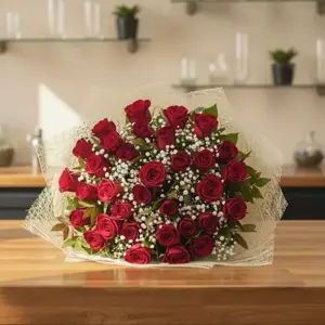 זר ורדים אדומים יוקרתי - זרי פרחים